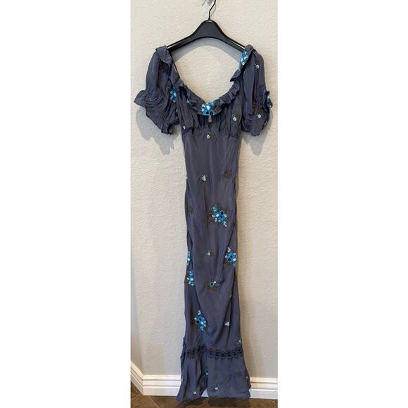 Free People Bali Santa Cruz Ruffle Midi Dress Size Large - Picture 12 of 13